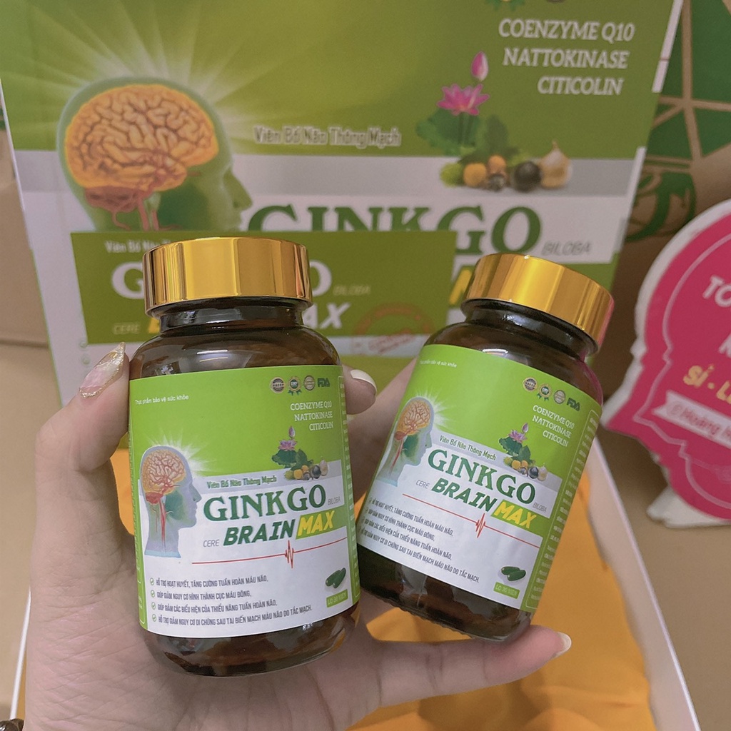 Viên Bổ Não GINKGO Biloba Brain Max Sét 2 Lọ x 30 viên
