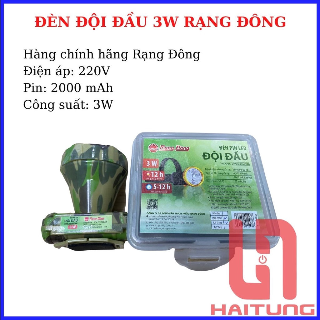 Đèn Pin Led Đội Đầu 3W Rạng Đông. Đèn Đội Đầu Soi Ban Đêm. Đèn Led Siêu Sáng. Pin Cực Trâu 5-12H