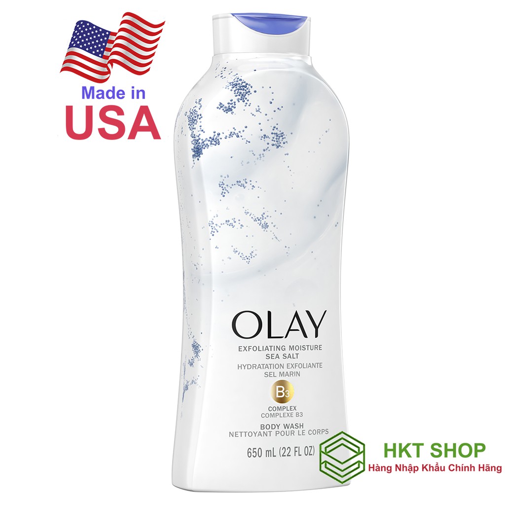 Sữa tắm Olay Hạt Muối Biển (Daily Exfoliating With Sea Salts) 650ml - HKT Shop