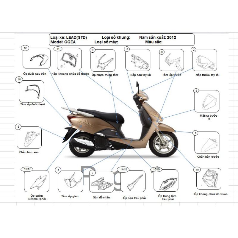 Full Chi Tiết Nhựa Nhám Lead 110 Chính Hãng Honda