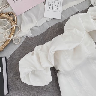 Váy trễ vai trắng dáng ôm(Sẵn tại shop )