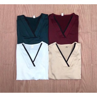 Áo sơ mi phi lụa cổ chữ V
