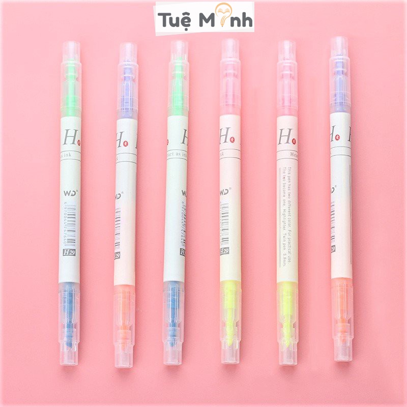 Set 3/6 bút highlight đánh dấu 2 đầu, bút nhớ Pastel nhiều màu 2 ngòi