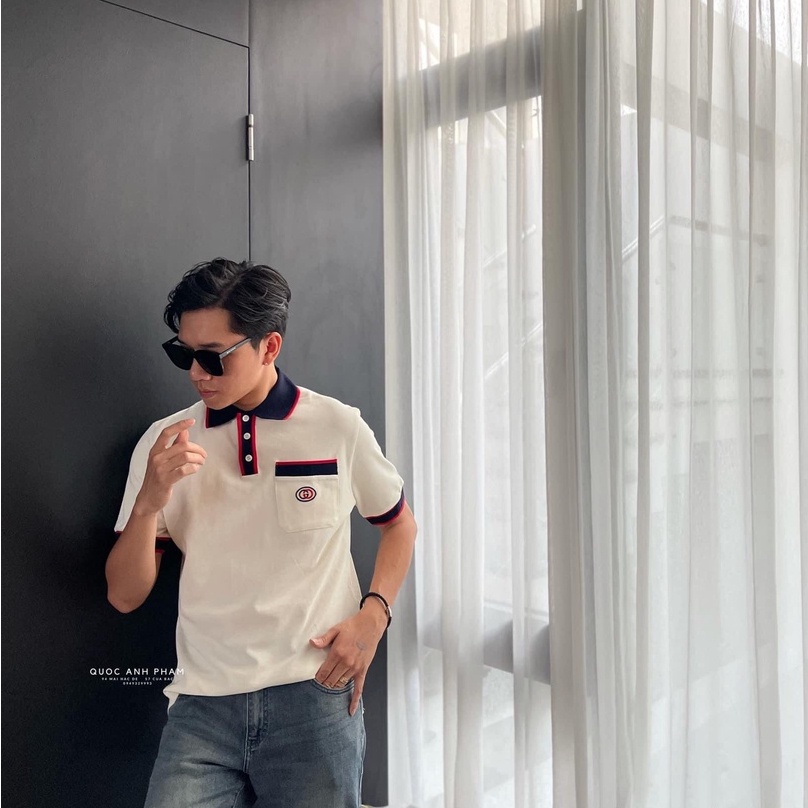 Áo thun Nam Nữ ⚡FREE SHIP⚡ Áo Polo có cổ Gucci túi ngực