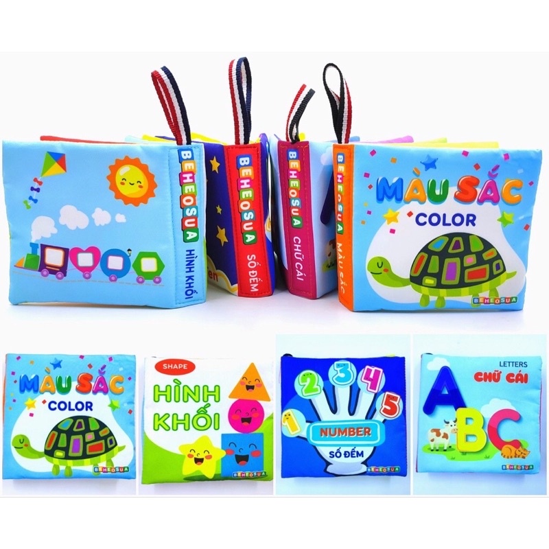 COMBO 8 cuốn sách vải song ngữ đầu đời cho bé từ sơ sinh-4 tuổi hàng Việt nam chất lượng cao