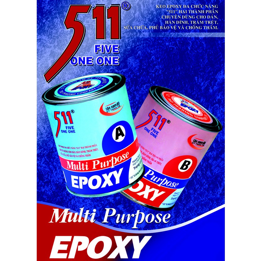 Bộ keo dán đá, nhựa, gỗ, kim loại Epoxy 511 A và B Multi Purpose 675g (AB) Tan Nam Do ducthanhauto