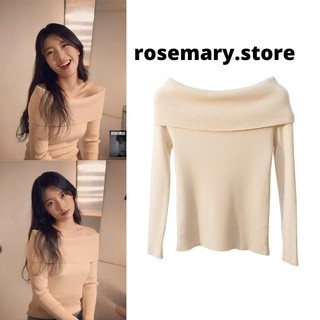 Có sẵn_Áo len mỏng trễ vai dài tay Suzy