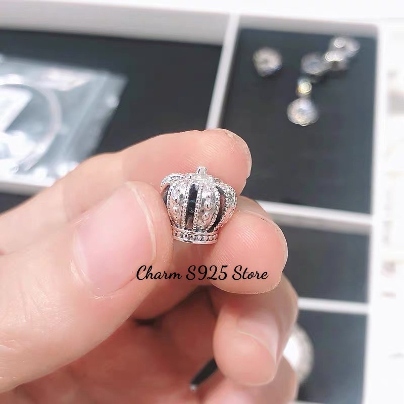 CHARM PAN ALE VƯƠNG MIỆN TRẮNG BẠC S925 CAO CẤP
