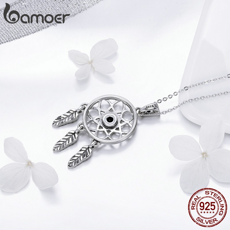 Bamoer Dây Chuyền Mạ Bạc 925 Mặt Dreamcatcher Phong Cách Retro