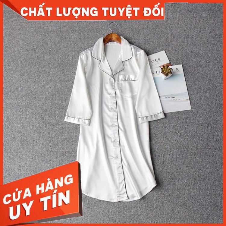 Đầm ngủ lụa cao cấp áo ngủ sơ mi tay lững với 4 màu siêu hot - Hàng nhập khẩu