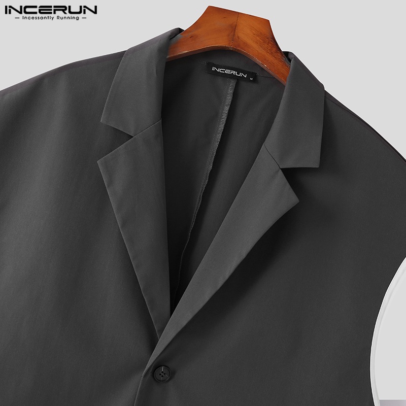 Bộ đồ INCERUN gồm áo ghi lê không tay và quần dài ống loe thời trang cho nam