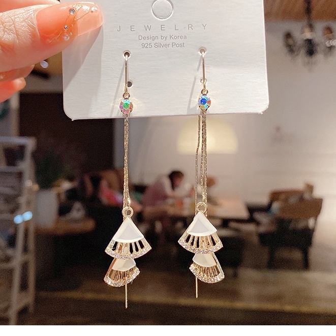 Bông Tai Dáng Dài Đính Đá Thời Trang Cho Nữ