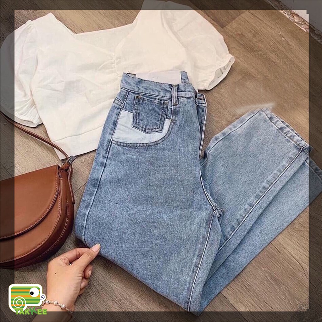 Quần jean baggy túi cách điệu dáng mới