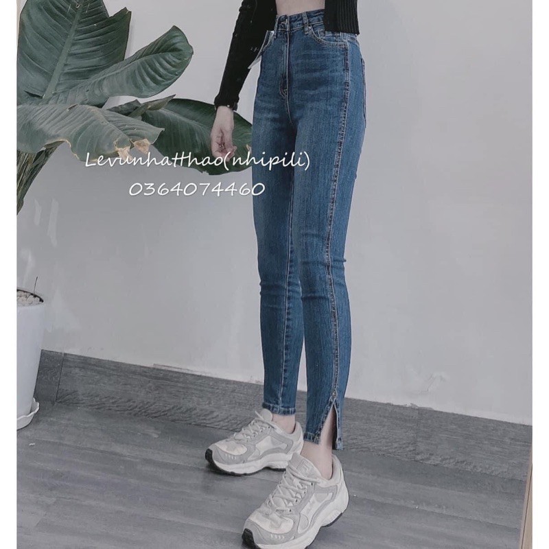 Quần jeans co giãn xẻ gấu 186