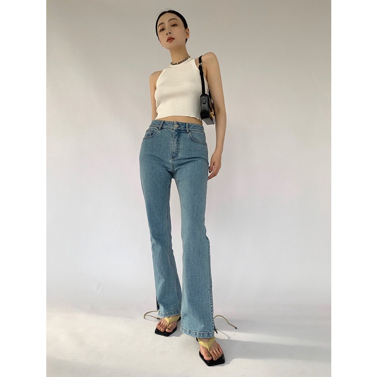 PINKYLA - Áo len lửng dệt kim nữ sát nách 3 lỗ- Kiểu croptop HÀN QUỐC - màu trắng , đen, xanh lá - hàng quảng châu