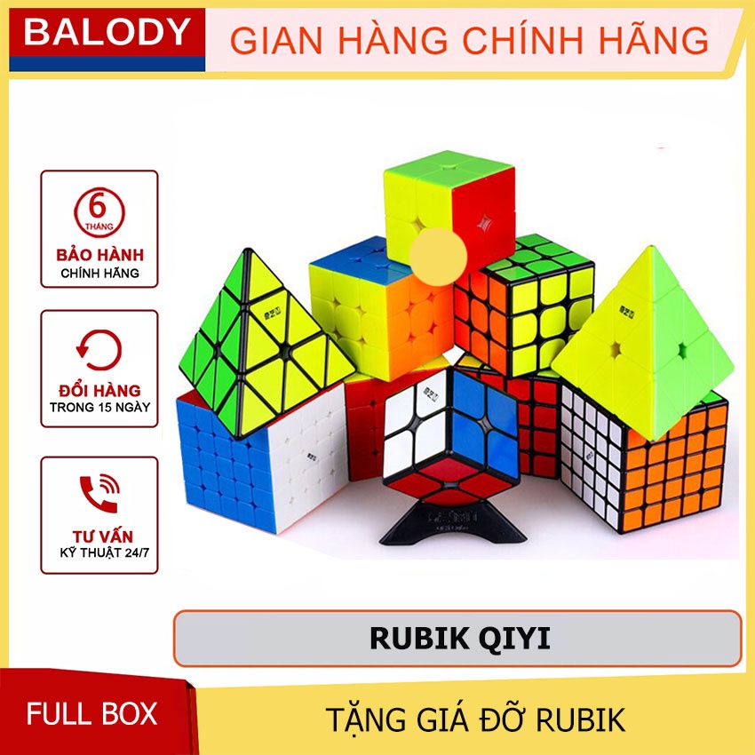 Rubik Qiyi 2x2 3x3 4x4 5x5 Megaminx Pyraminx, Tam giác 22 33 44 55- Tặng giá đỡ, đế, kê, phụ kiện Rubik