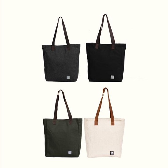 Jamlos Leather Strap Tote - Túi tote thời trang vải canvas dây quai đeo da bò sáp phong cách