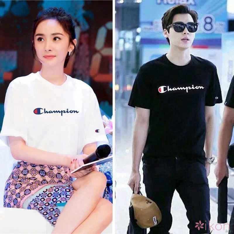 Japanese ins super Hot round neck couple T-shirts