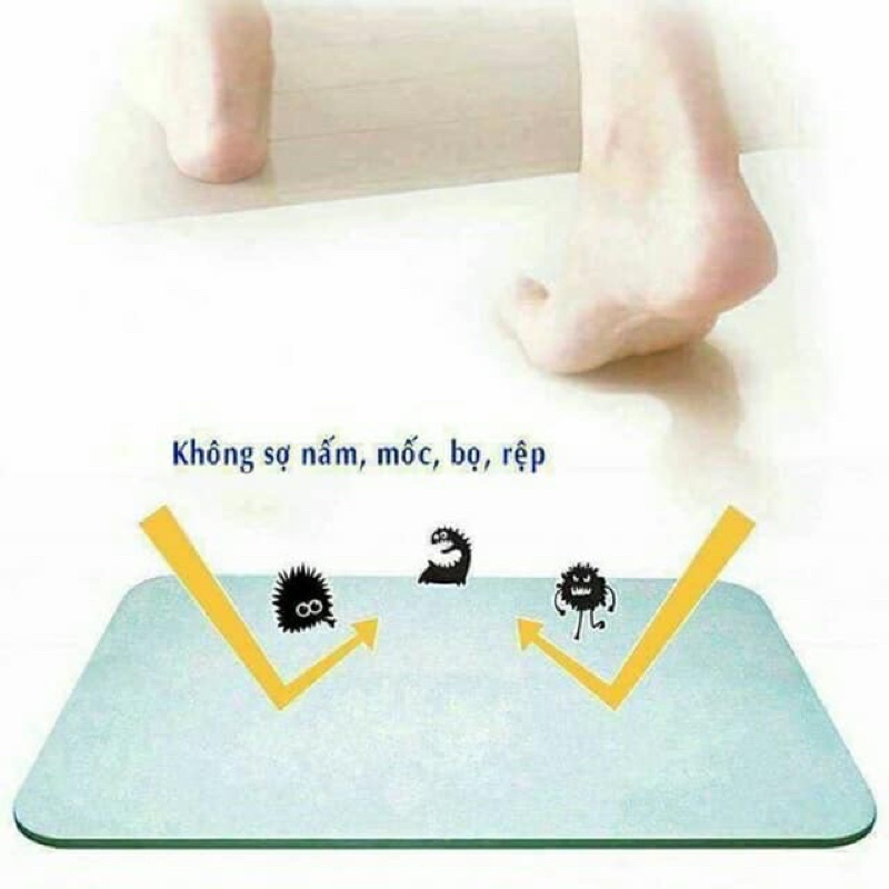 Thảm đá nhà tắm Nhật Bản siêu thấm hút có khả năng hút nước chống trượt khô nhanh tự khử mùi