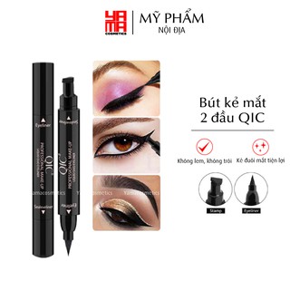 Bút kẻ mắt nước hai đầu không trôi QIC nội địa trung, chì kẻ mắt nước chống nước lâu trôi, trang điểm, vẽ mắt dạng lỏng.