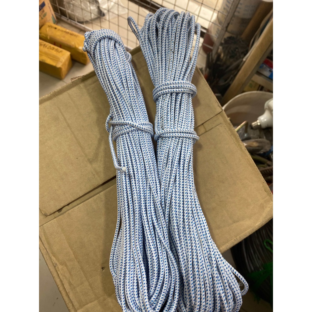 DÂY DÙ TRÒN TRẮNG SỌC XANH 3mm ,DÂY DÙ TRẮNG NHỎ NGUYÊN BÓ HOẶC LẺ