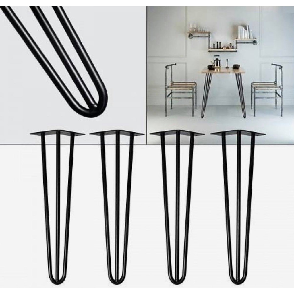 Chân Sắt Hairpin Sơn Tĩnh Điện 70cm màu đen - chân bàn làm việc