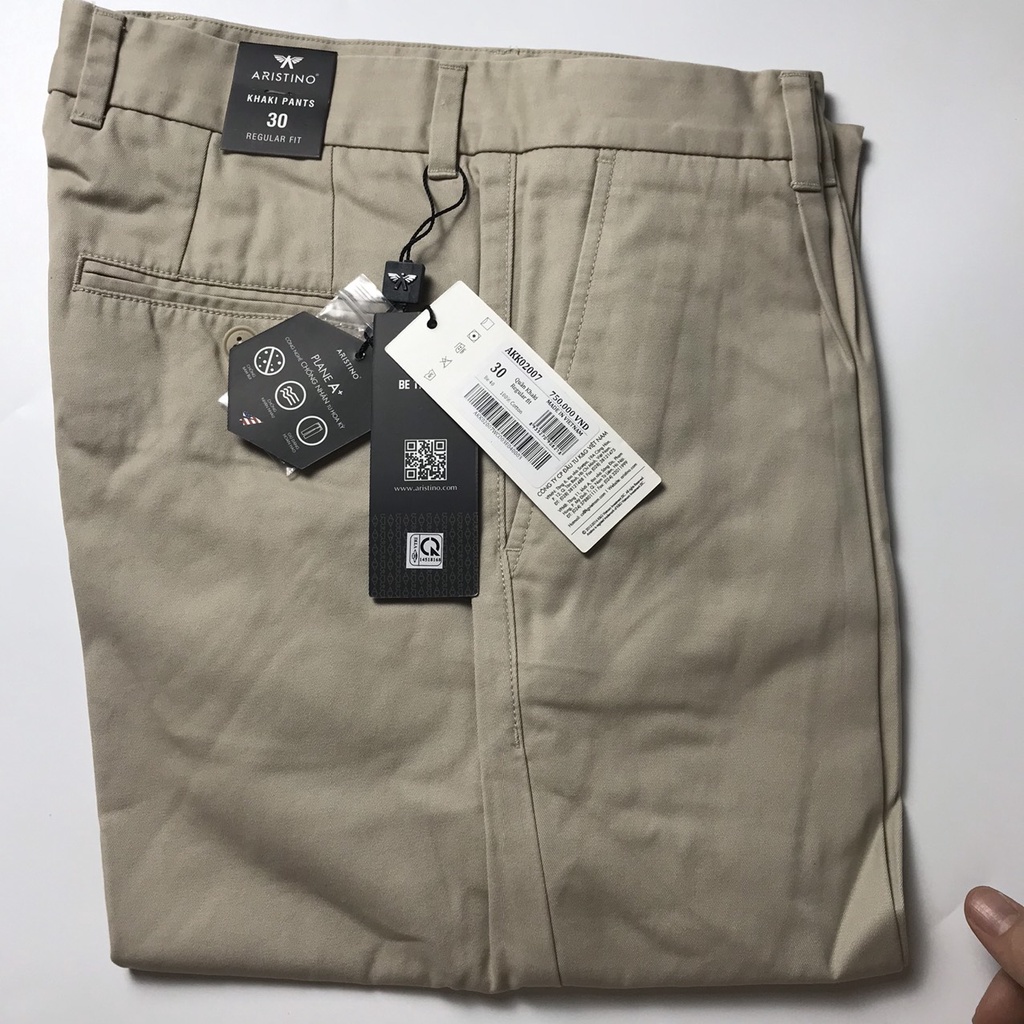 Quần kaki nam Aristino 100% cotton cao cấp ly  vĩnh  viễn  màu be- regular AKK02007