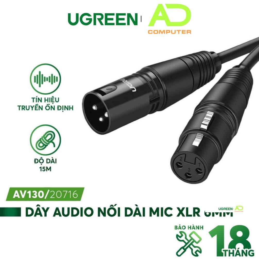 Dây Audio nối dài MIC XLR (Cannon) 6mm UGREEN AV130 - Hàng phân phối chính hãng - Bảo hành 18 tháng