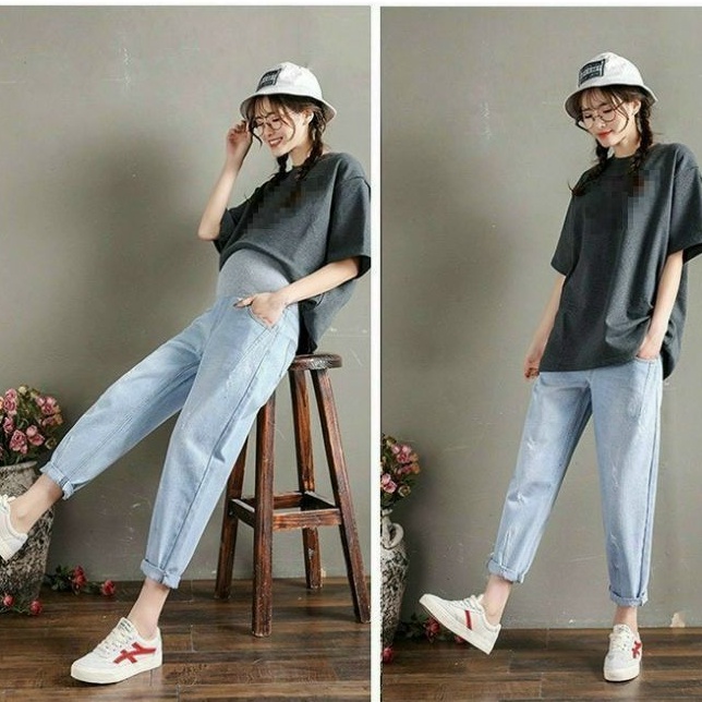Quần jean bầu💕chất jean xịn❤️mặc đi làm đi chơi đều được💕có chun chỉnh - Tổng kho váy bầu