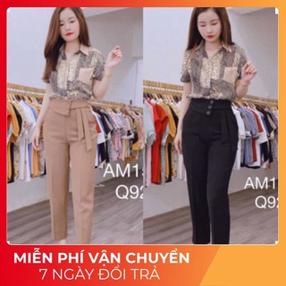Quần baggy tây❤freeship❤quần baggy cạp cao vạt lệch v3 cúc siêu hot hit
