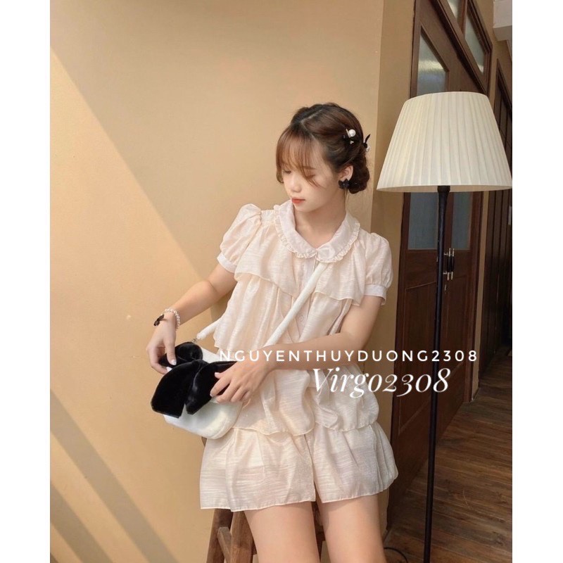 [Ảnh thật/Sẵn]Váy tơ Lily Luta xếp tầng tiểu thư/Đầm nude tơ xước xếp tầng | BigBuy360 - bigbuy360.vn