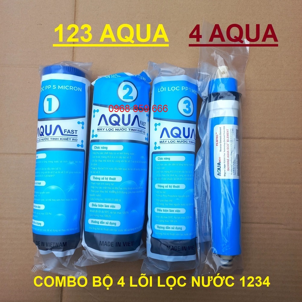 lõi lọc nước 1 2 3 4 5 6 7 8 9 10 lõi tạo kháng lắp được các loại máy lọc RO - Tặng kèm cút T, cút góc và dây phi 6