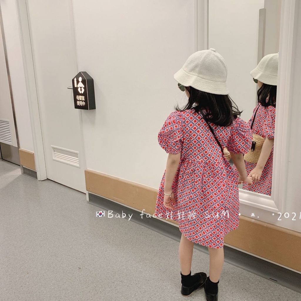 Đầm Công Chúa Dáng Rộng Tay Phồng In Hoa Kiểu Retro Hàn Quốc Thời Trang Mùa Hè Cho Bé Gái Dễ Phối Đồ