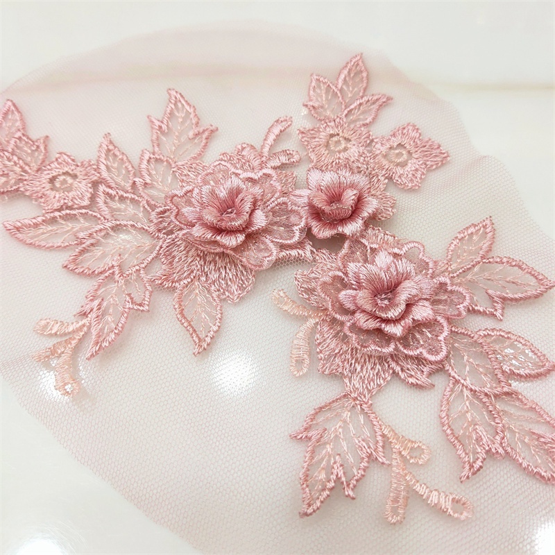 Miếng Ren Thêu Hoa 3D 19 * 15CM Dán Trang Trí Váy Cưới