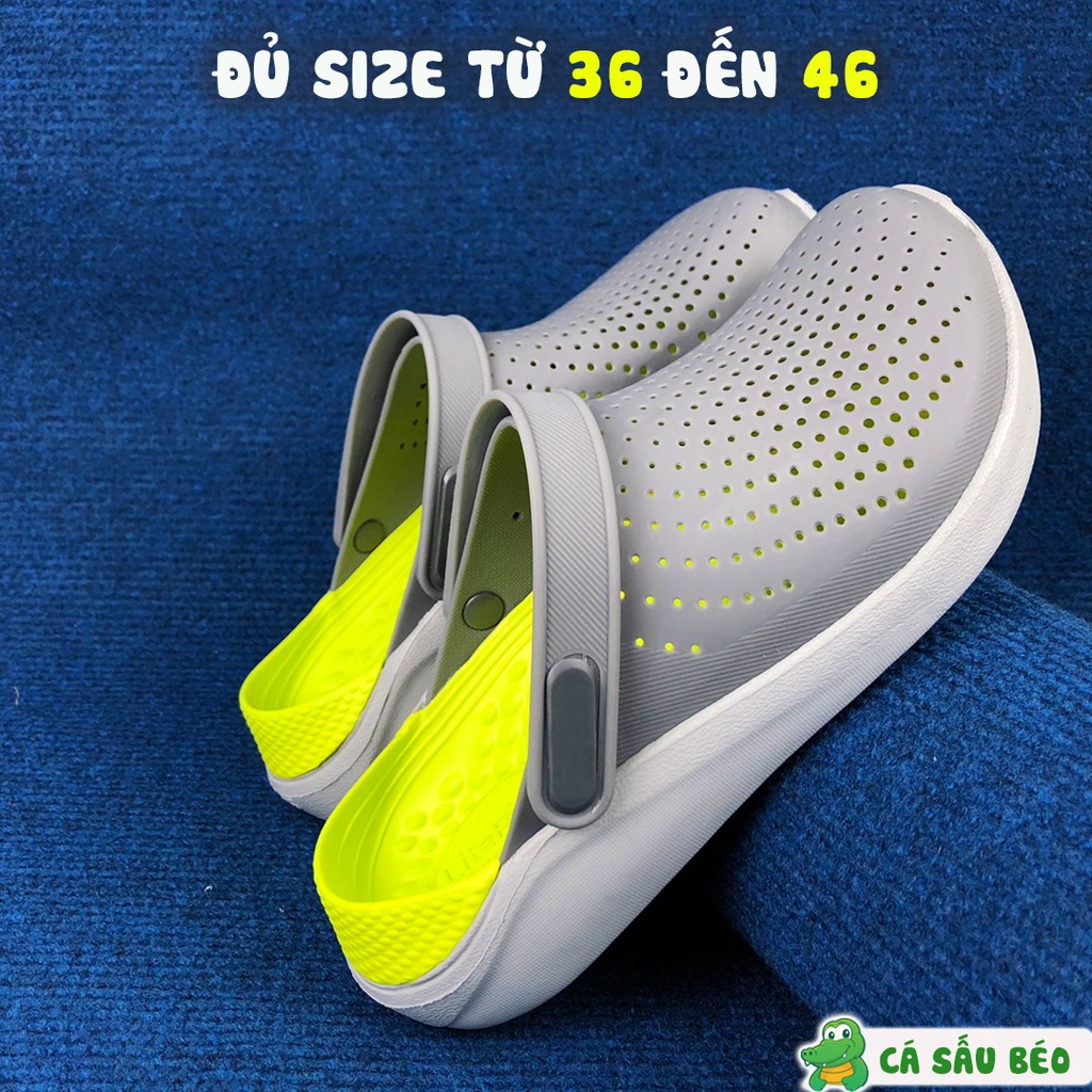 Dép Cross Literide Nam Nữ màu XÁM đế VÀNG, Hàng loại 1 full tag, full box hãng | BigBuy360 - bigbuy360.vn