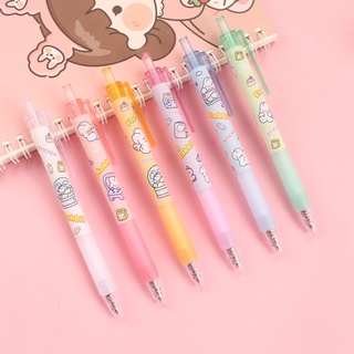 Set 6 bút mực gel ngòi 0.5mm màu đen in hình thỏ hoạt hình dễ thương cho học