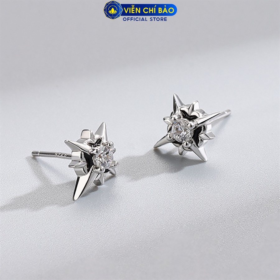 Bông tai bạc nữ sao kim cương 2 màu đen trắng chất liệu bạc 925 thời trang phụ kiện trang sức Viễn Chí Bảo B000040