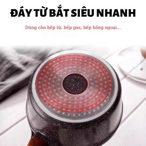 Nồi đáy từ chống dính vân đá cao cấp - CÁN DÀI, CÓ NẮP ĐẬY,đường kính 16cm-18cm,sử dụng được mọi loại bếp