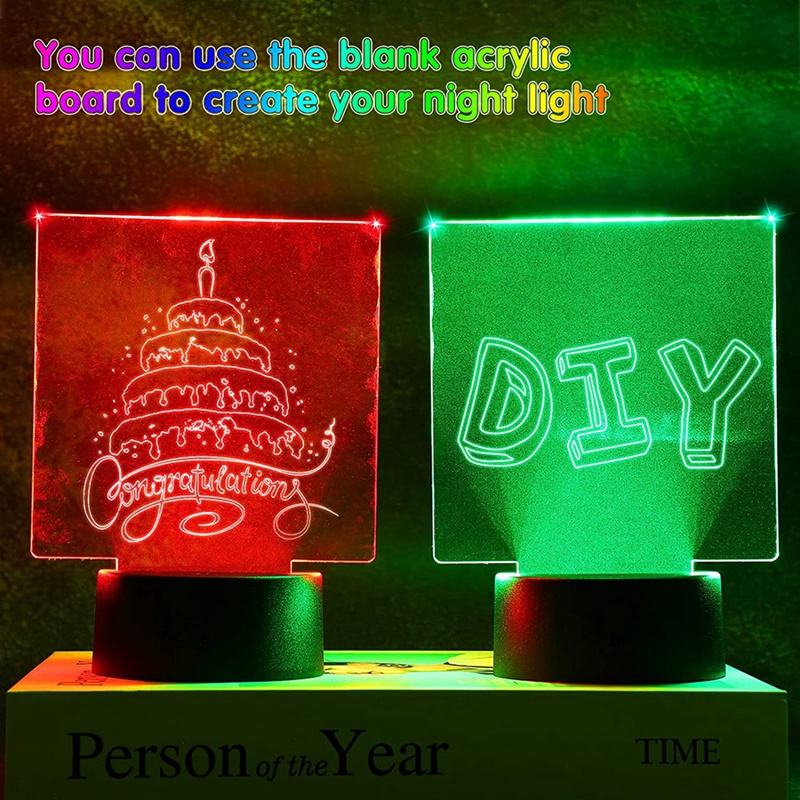 Đế đèn LED ban đêm 3D với 4 tấm Acrylic trong suốt 4 điều khiển từ xa có thể điều chỉnh 16 màu cho quầy Bar phòng trẻ em