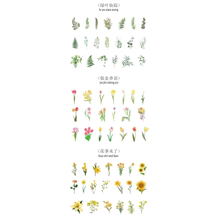 Bộ 40 Miếng Dán Trang Trí Sổ Tay/Sổ Tay Hình Hoa Thiên Nhiên Kiểu Vintage Sáng Tạo DIY
