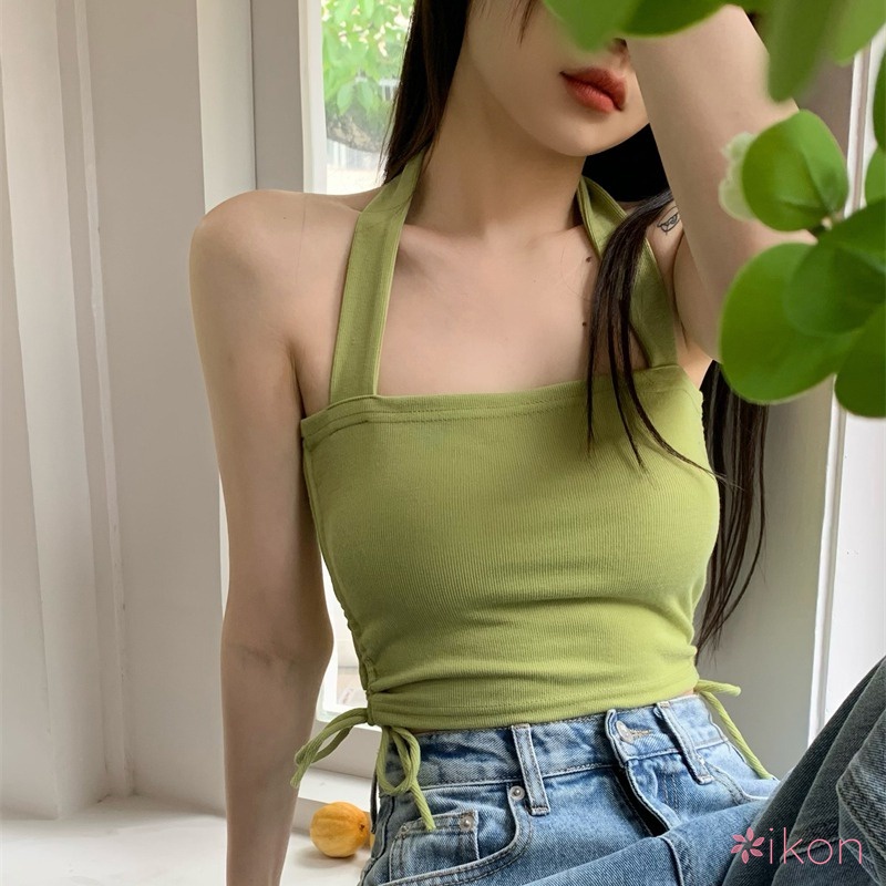 Áo Croptop Dáng Ôm Phối Dây Rút Quyến Rũ Cho Nữ