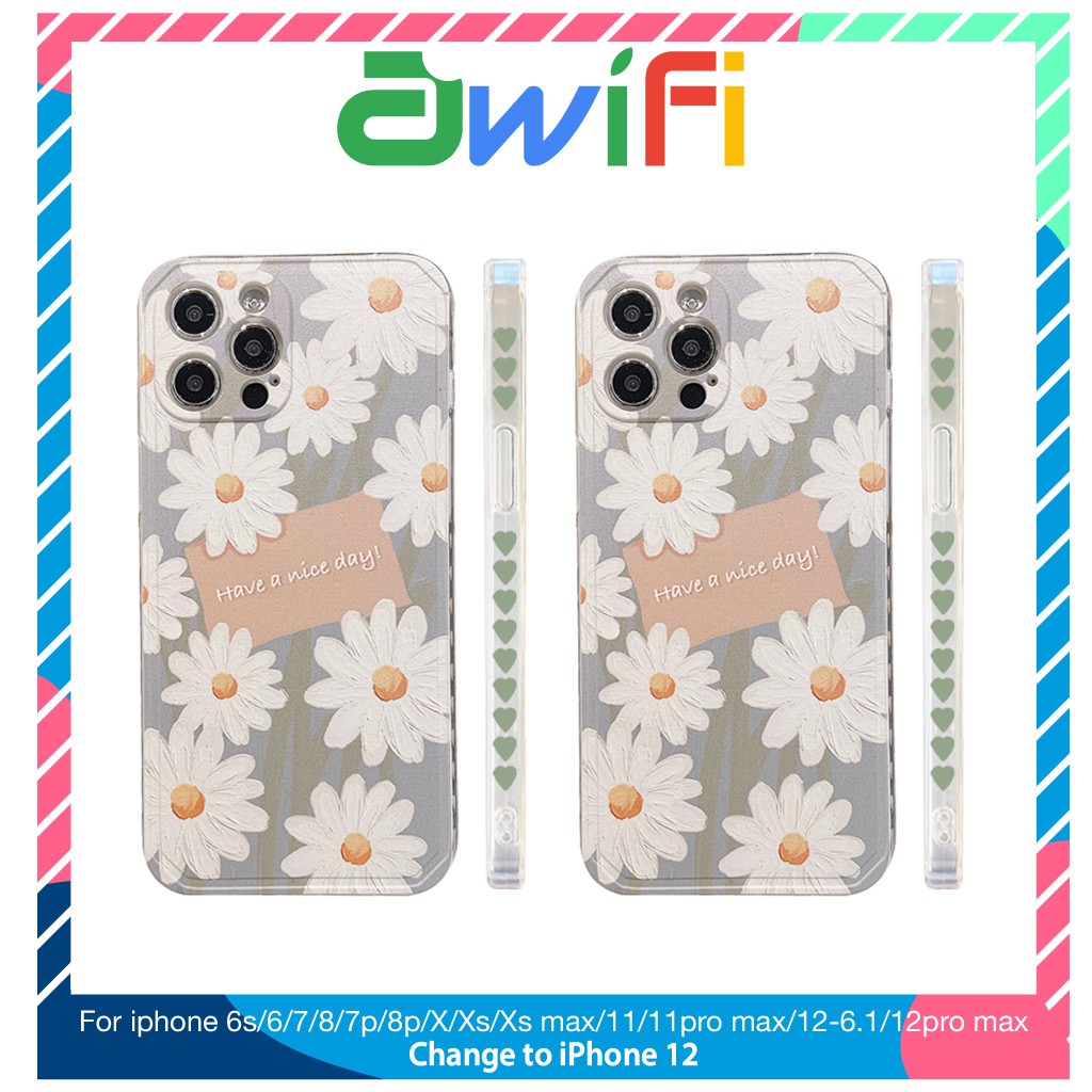 Ốp lưng iphone trong cạnh hình vuông daisy 6plus/6s/6splus/7/7plus/8/8plus/x/xs/11/12/pro/max/plus/promax-Awifi E3-4