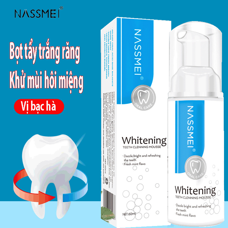 NASSMEI Bọt Tẩy Trắng Răng Làm Sạch Răng Khử Mùi Hôi Miệng Mousse Teeth Whitening Clean Teeth 60ml