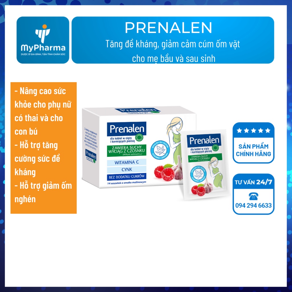 Prenalen (Hộp 14 gói) – Tăng đề kháng, giảm cảm cúm ốm vặt cho mẹ bầu và sau sinh