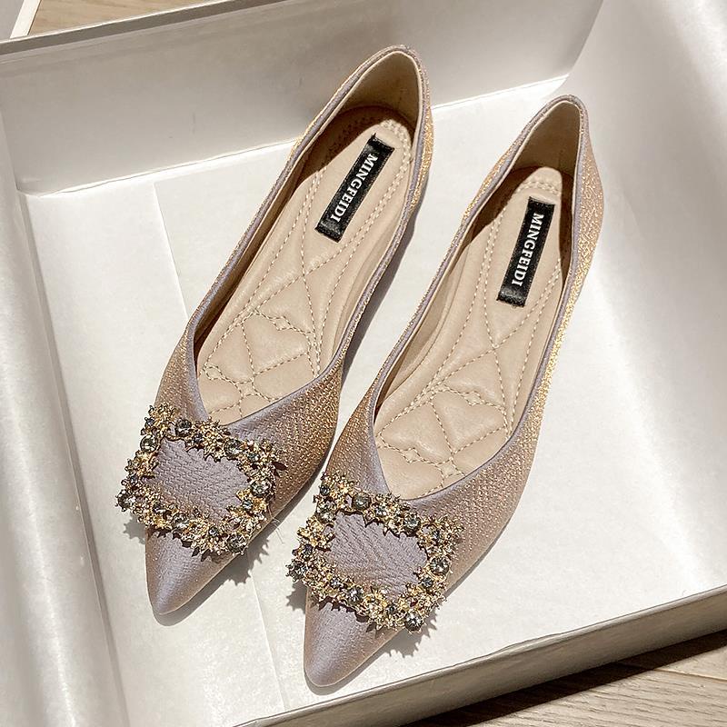 Giày Búp Bê Mũi Nhọn Đế Bằng Thông Minh Thời Trang Mùa Thu Cho Nữ 2021spring