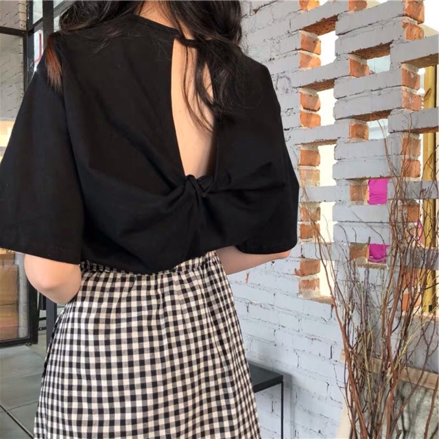 Áo phông kiểu ngắn tay xoắn lưng sexy nhiều màu hot hit 2019 [Order](kèm ảnh thật) Maykith Cao cấp