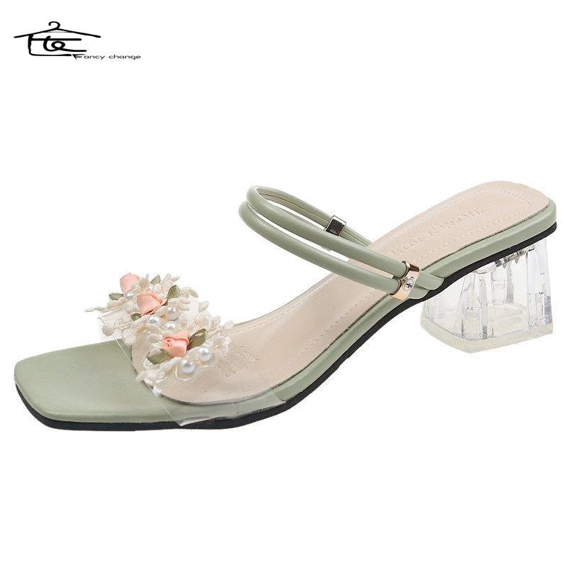 Giày Sandal Cao Gót Đính Hoa Thời Trang Xuân Hè Cho Nữ