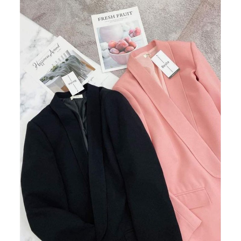 Áo blazer cổ sam màu hồng