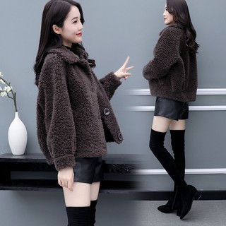 Áo Khoác Lông Cừu Dày Dặn Giữ Ấm Thời Trang Dễ Phối Đồ