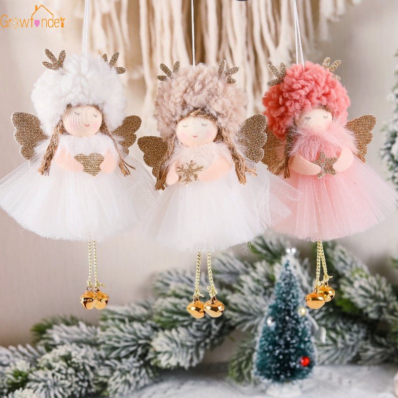 Búp Bê Hình Thiên Thần Có Sừng Nai Dễ Thương Trang Trí Cây Thông Giáng Sinh Năm Mới